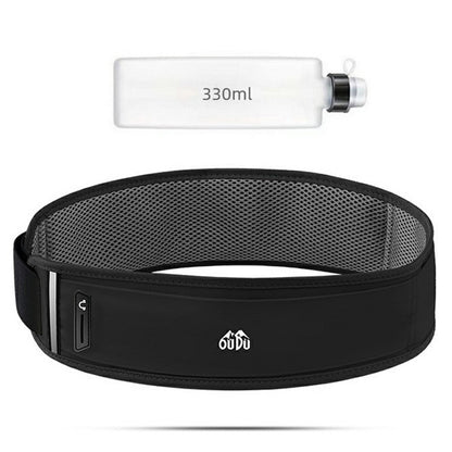OUDO Slim Running Belt Bag Waist Pack with 330ml Water Bottle  /  Reflective Strip for Outdoor Sports (No FDA, BPA-Free)