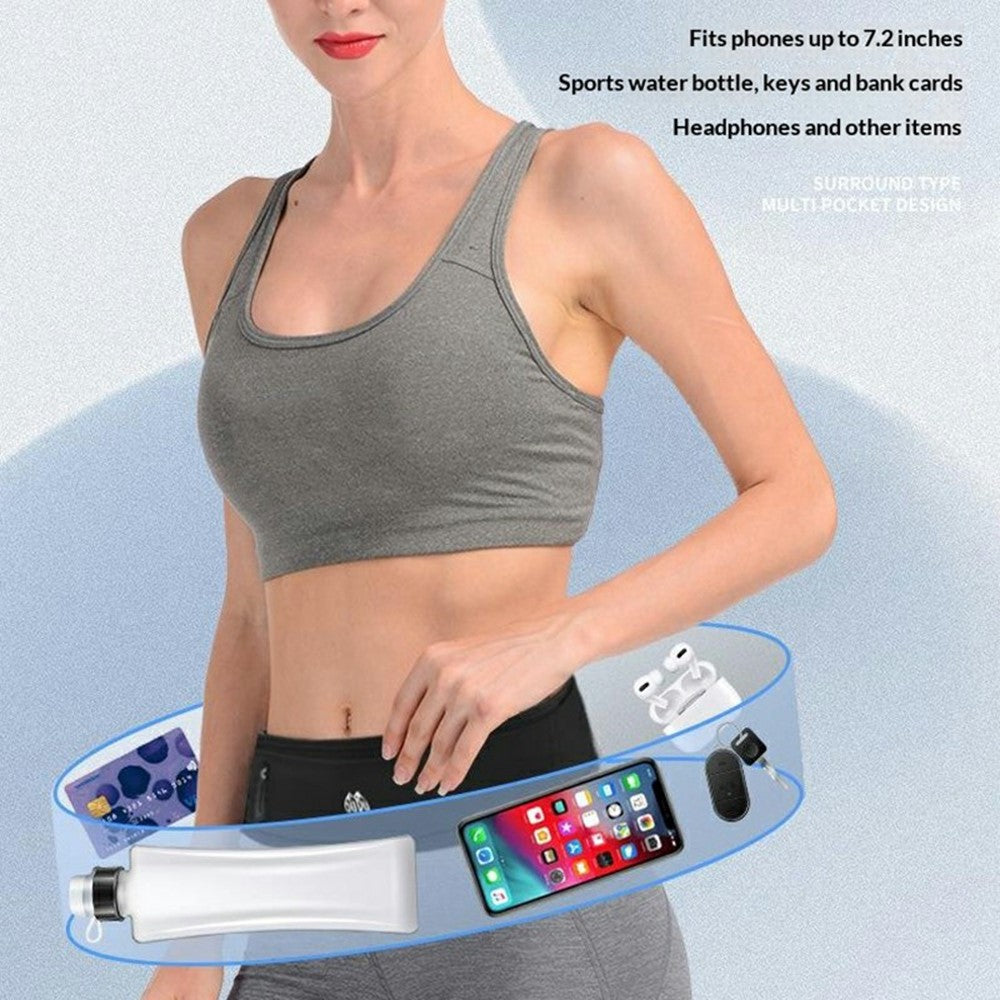 OUDO Slim Running Belt Bag Waist Pack with 330ml Water Bottle  /  Reflective Strip for Outdoor Sports (No FDA, BPA-Free)