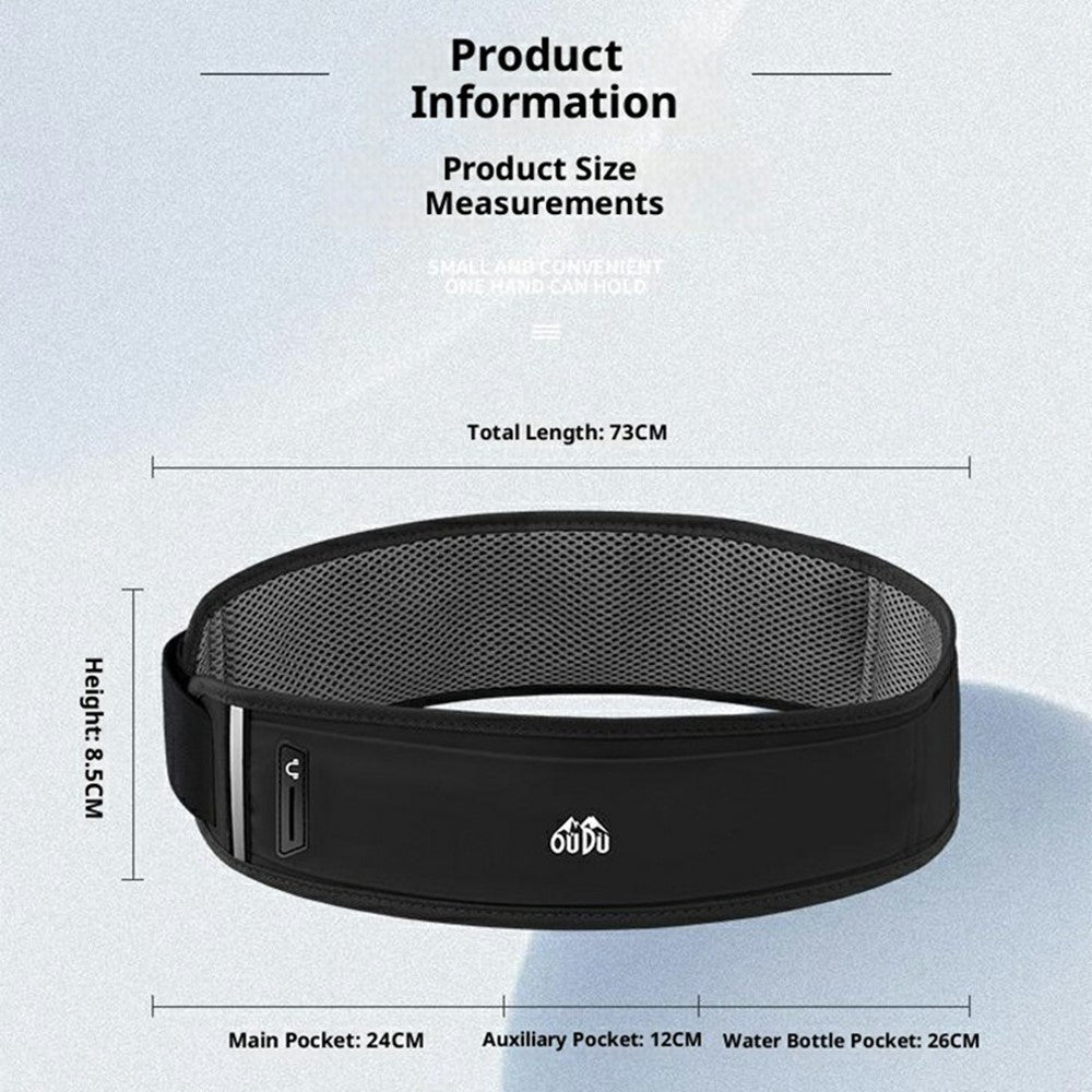 OUDO Slim Running Belt Bag Waist Pack with 330ml Water Bottle  /  Reflective Strip for Outdoor Sports (No FDA, BPA-Free)