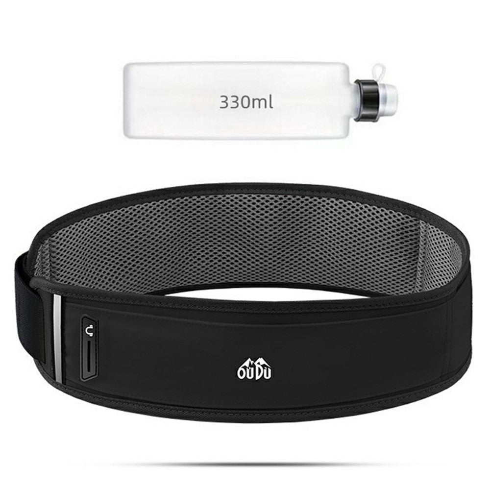 OUDO Slim Running Belt Bag Waist Pack with 330ml Water Bottle  /  Reflective Strip for Outdoor Sports (No FDA, BPA-Free)