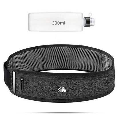 OUDO Slim Running Belt Bag Waist Pack with 330ml Water Bottle  /  Reflective Strip for Outdoor Sports (No FDA, BPA-Free)