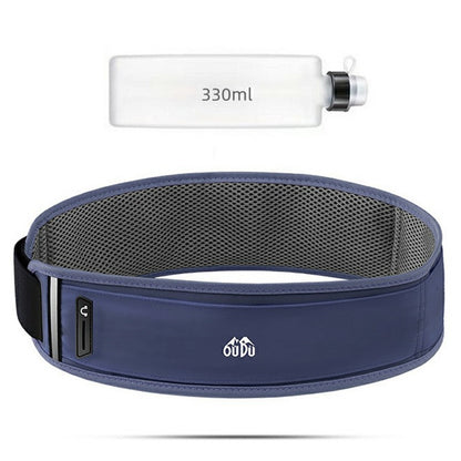 OUDO Slim Running Belt Bag Waist Pack with 330ml Water Bottle  /  Reflective Strip for Outdoor Sports (No FDA, BPA-Free)