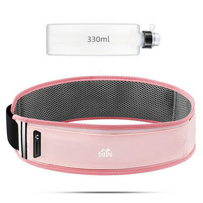 OUDO Slim Running Belt Bag Waist Pack with 330ml Water Bottle  /  Reflective Strip for Outdoor Sports (No FDA, BPA-Free)