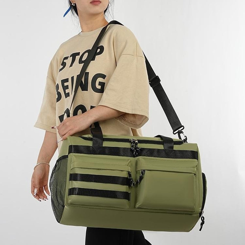 TC21.5 Large Capacity Nylon Duffel Bag Outdoor Travel Luggage Organizer Handbag with Shoe Compartment
