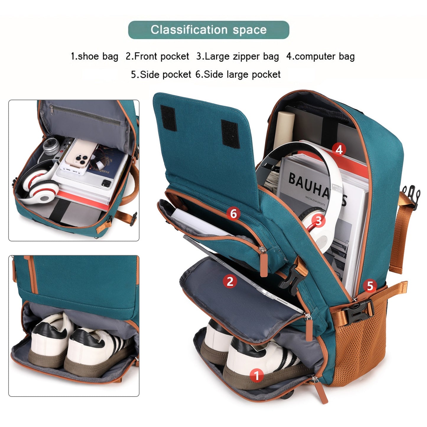 30L Large Capacity Shoulder Bag for 16 Inch Laptop Oxford Fabric Waterproof Travel Backpack