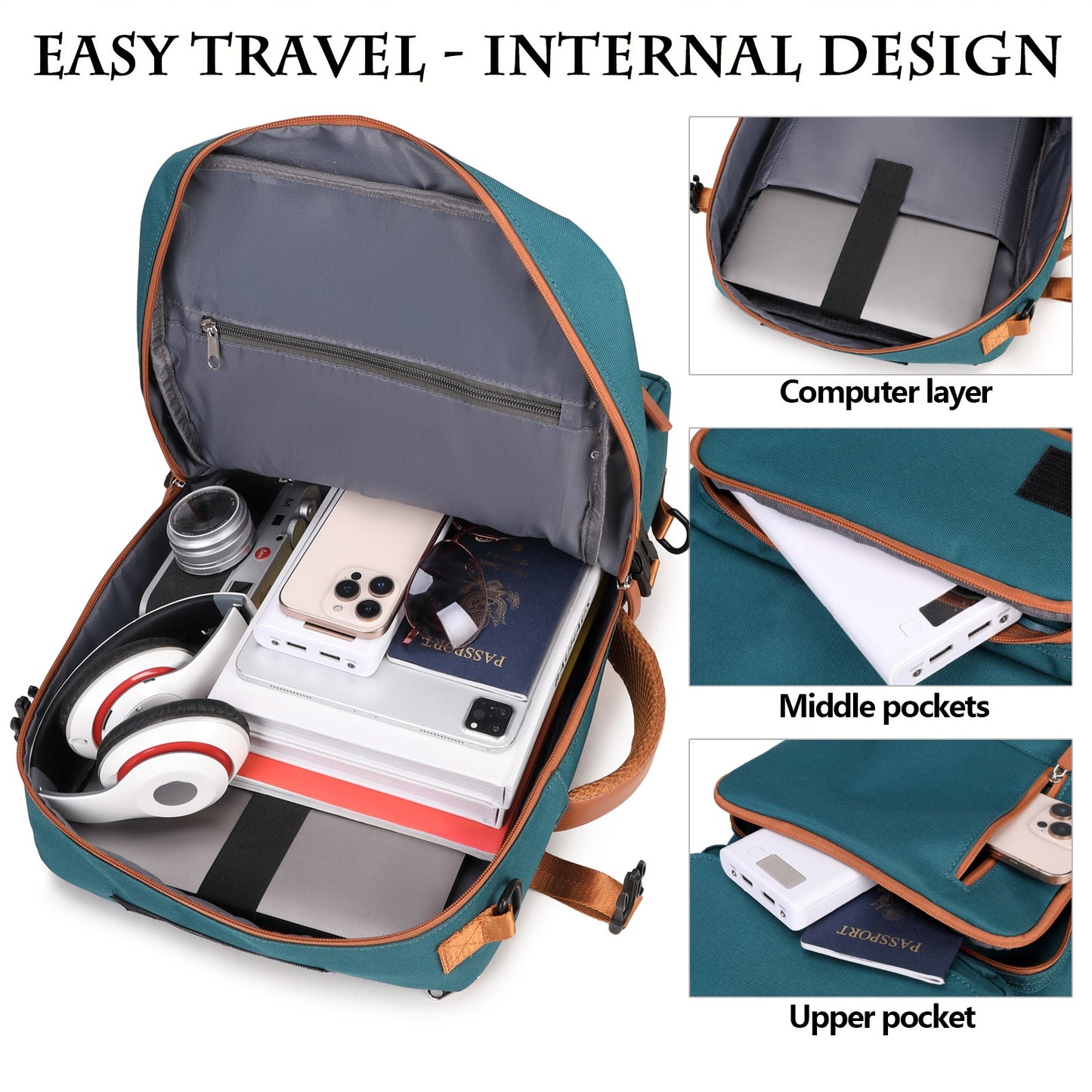 30L Large Capacity Shoulder Bag for 16 Inch Laptop Oxford Fabric Waterproof Travel Backpack