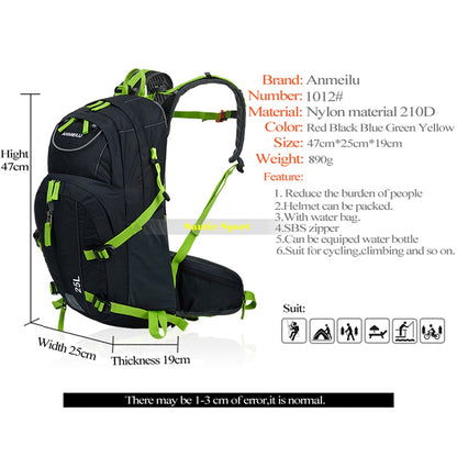 ANMEILU 1012 Sport Backpack 25L Lightweight Anti-scratch Travel Daypack with Helmet Net and Rain Cover for Women Men