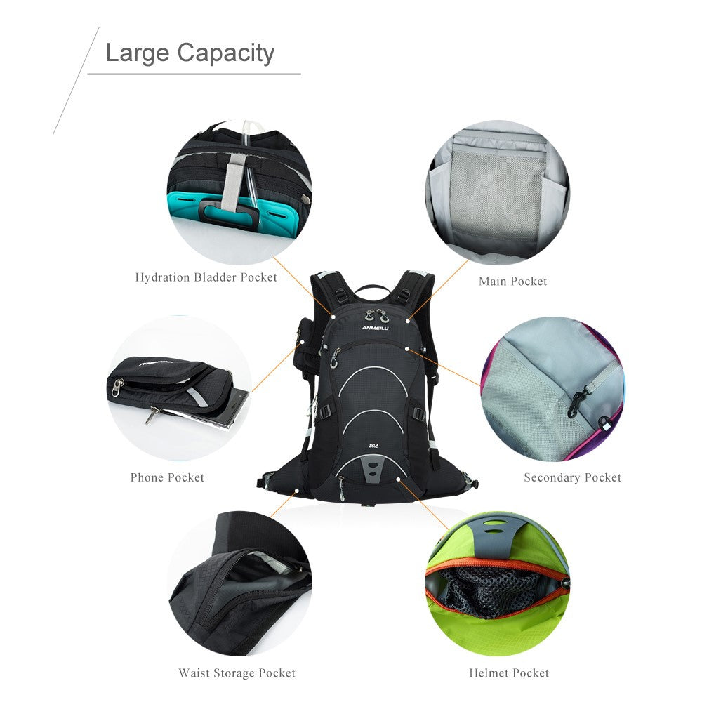ANMEILU 1023Lightweight Sport Backpack 20L Travel Daypack with Helmet Net and Rain Cover for Women Men