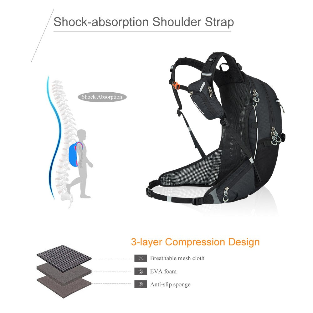 ANMEILU 1023Lightweight Sport Backpack 20L Travel Daypack with Helmet Net and Rain Cover for Women Men