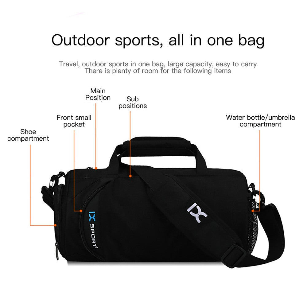 OUTDOOR INOXTO Polyester Gym Bag Dry and Wet Depart Pocket Sports Duffle Short-Distance Trip Camping Tote Bag
