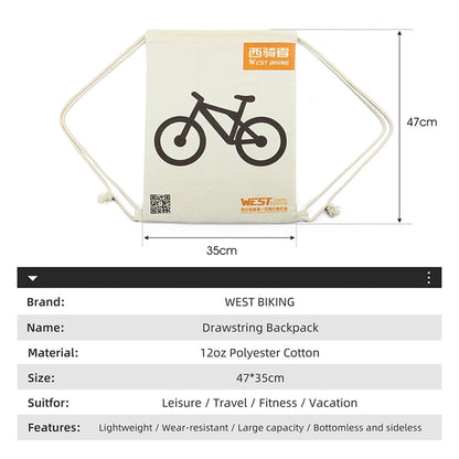 WEST BIKING YP0719392 Drawstring Cycling Backpack Outdoor Travel Polyester Cotton Backpack