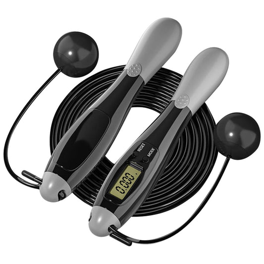 Dual Purpose Wired / Cordless Electronic Skipping Rope Gym Fitness Intelligent Skipping Rope with LCD Screen (with Cordless Ball)