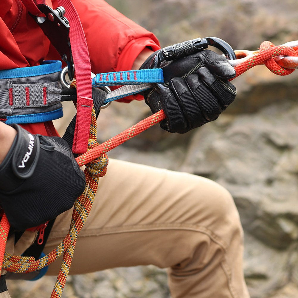 XINDA H-STO1 Goatskin Leather Gloves for Outdoor Rappelling Climbing Training Full Finger Protective Mittens