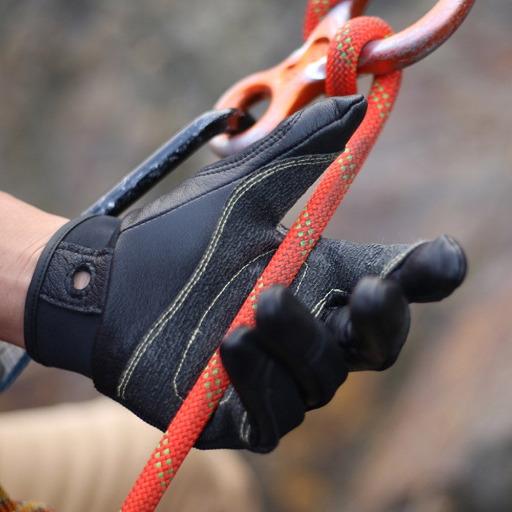 XINDA H-STO1 Goatskin Leather Gloves for Outdoor Rappelling Climbing Training Full Finger Protective Mittens