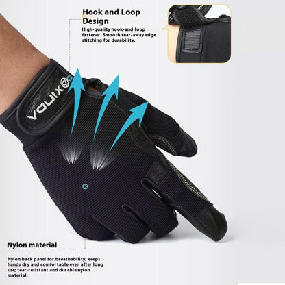 XINDA H-STO1 Goatskin Leather Gloves for Outdoor Rappelling Climbing Training Full Finger Protective Mittens