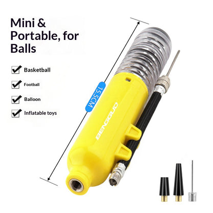 BENGGUO Portable Mini Air Pump for Soccer Basketball Volleyball Pool Toys Multi-Purpose Hand Inflator with Valve Adapters