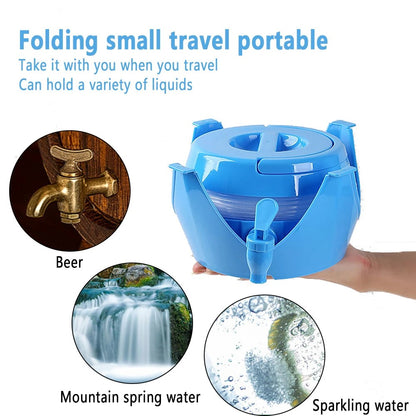 9.5L Outdoor Camping Travel Collapsible Water Storage Bucket Beer Beverage PP Container with Tap