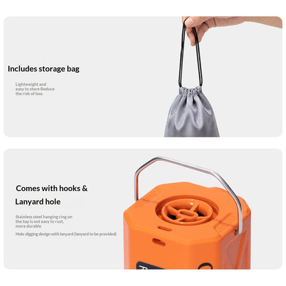 QUNATURE 3 in 1 Mini Electric Air Pump Portable Deflator Built-in 3 Brightness Levels Camping Light with 5 Air Nozzles