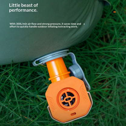 QUNATURE 3 in 1 Mini Electric Air Pump Portable Deflator Built-in 3 Brightness Levels Camping Light with 5 Air Nozzles