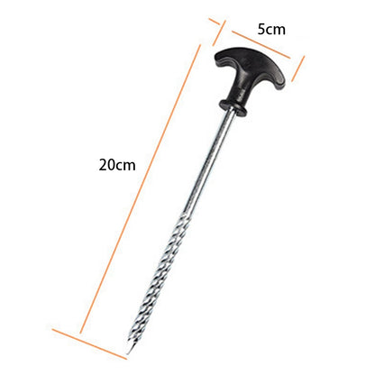 LUCKSTONE DD-JS001-TX Frozen Ground Windproof Tent Peg T-shape Spiral Screw Outdoor Camping Tool