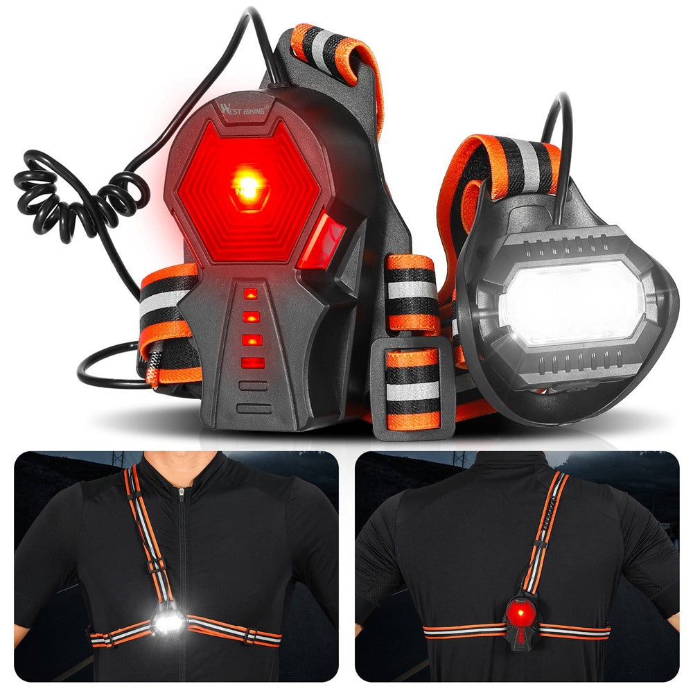 WEST BIKING YP0701305 Outdoor Sport LED Light IPX4 Waterproof Night Running Cycling Warning Chest Back Lamp