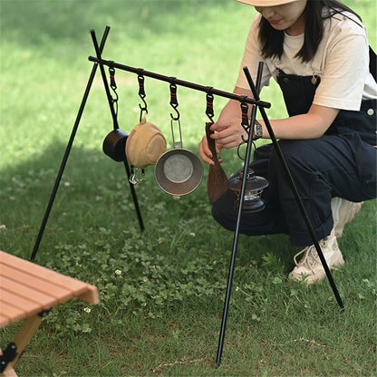 SHINETRIP A014-H0S Aluminum Alloy Picnic Cookware Triangle Hanger Rack Folding Camping Hanging Shelf, Size S