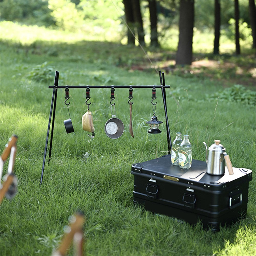 SHINETRIP A014-H0S Aluminum Alloy Picnic Cookware Triangle Hanger Rack Folding Camping Hanging Shelf, Size S