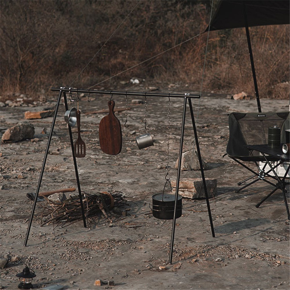 SHINETRIP A352 Aluminum Alloy Campfire Cooking Stand Set with Lamp Hanger Camping Cookware Hooks