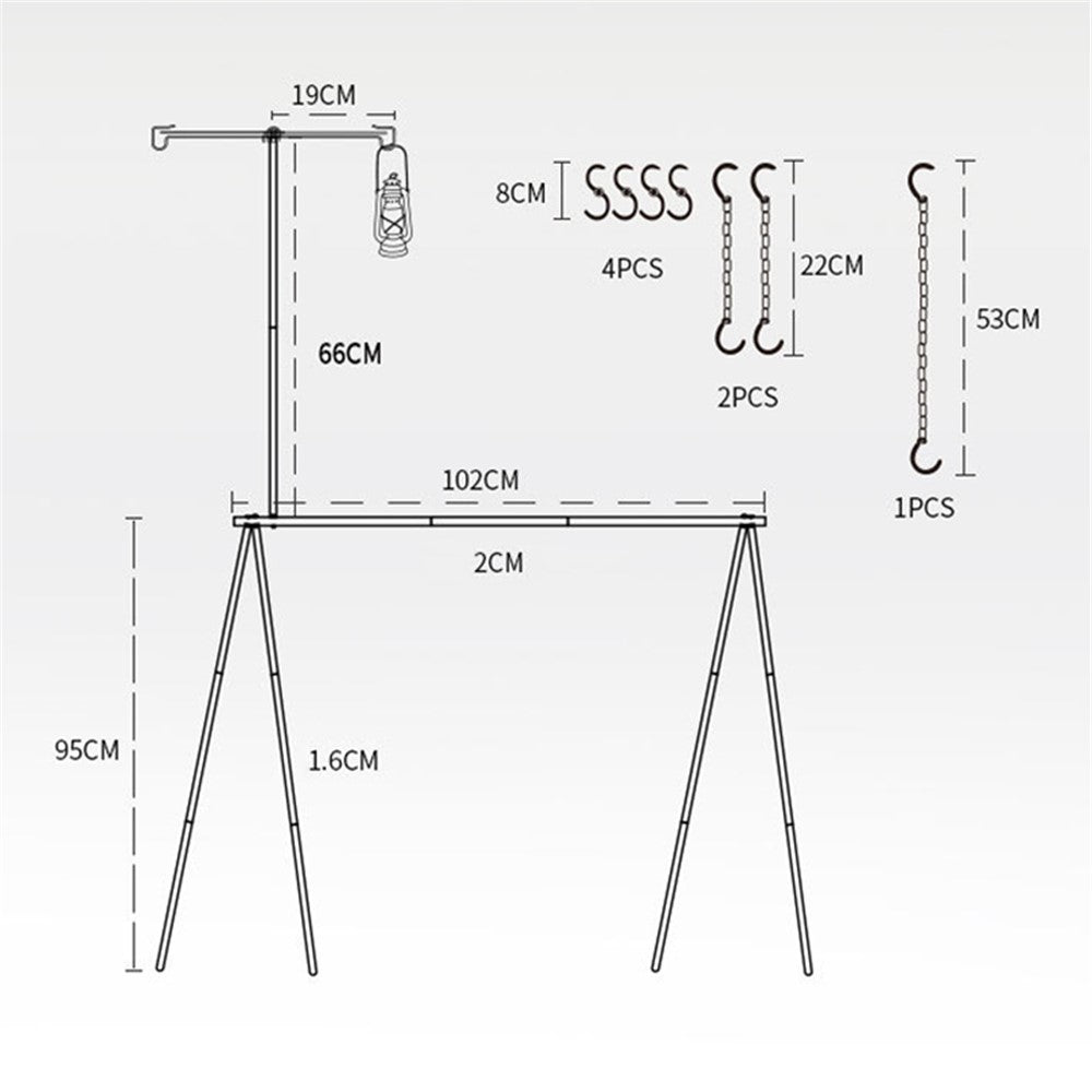 SHINETRIP A352 Aluminum Alloy Campfire Cooking Stand Set with Lamp Hanger Camping Cookware Hooks