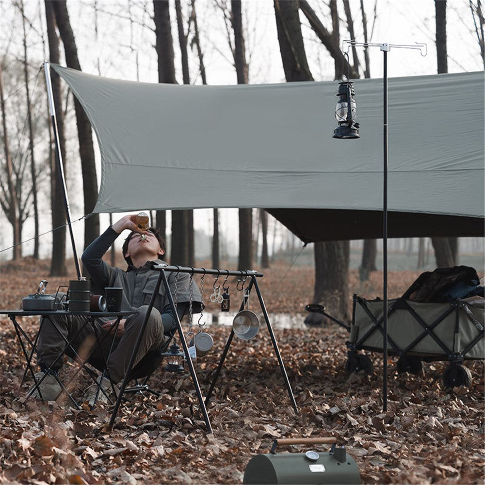 SHINETRIP A352 Aluminum Alloy Campfire Cooking Stand Set with Lamp Hanger Camping Cookware Hooks