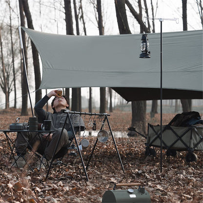 SHINETRIP A352 Aluminum Alloy Campfire Cooking Stand Set with Lamp Hanger Camping Cookware Hooks
