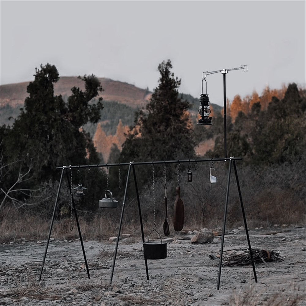 SHINETRIP A352 Aluminum Alloy Campfire Cooking Stand Set with Lamp Hanger Camping Cookware Hooks