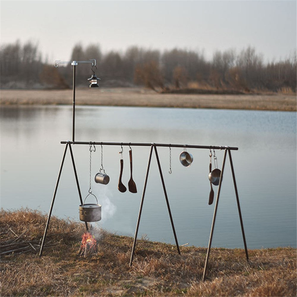 SHINETRIP A352 Aluminum Alloy Campfire Cooking Stand Set with Lamp Hanger Camping Cookware Hooks