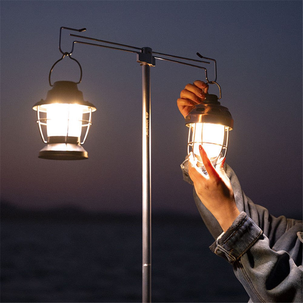 SHINETRIP A317 Portable Folding Aluminum Alloy Camping Lamp Hanging Pole Dual Head Lantern Holder
