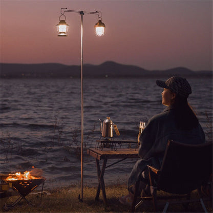 SHINETRIP A317 Portable Folding Aluminum Alloy Camping Lamp Hanging Pole Dual Head Lantern Holder