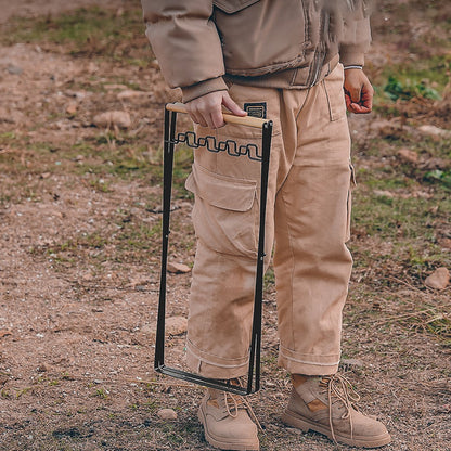 HALIN Iron+Wood Trash Bag Holder Portable Outdoor Waste Bag Hanger Rack Stand for Camping Hiking