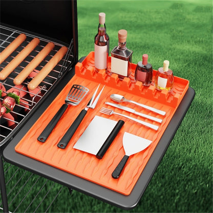 Camping BBQ Tools Silicone Mat Barbecue Grill Utensil Holder Mat