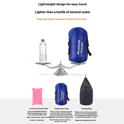 MOUNTAIN DREAM 600g Goose Down Ultra Light Portable Camping Sleeping Bag with Storage Pouch