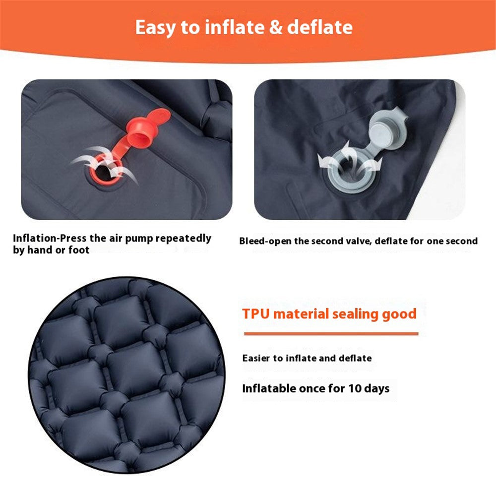 LX-T04 Easy Inflatable Camping Mattress Sleeping Mat TPU+Nylon Sleeping Pad
