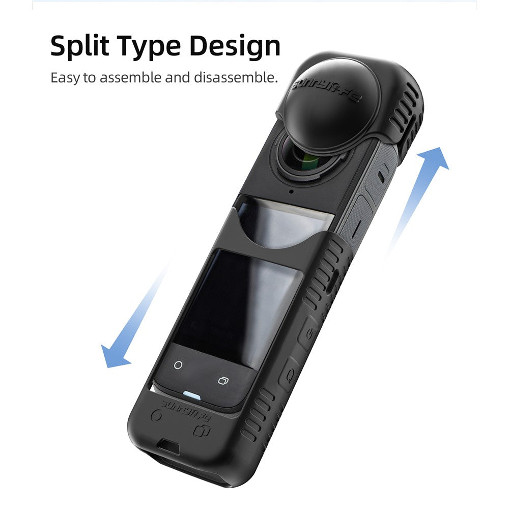 SUNNYLIFE X4-BHT818 For Insta360 X4 Silicone Protective Case Camera Sleeve with Lens Cap Cover