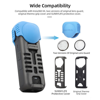 SUNNYLIFE X4-BHT818 For Insta360 X4 Silicone Protective Case Camera Sleeve with Lens Cap Cover