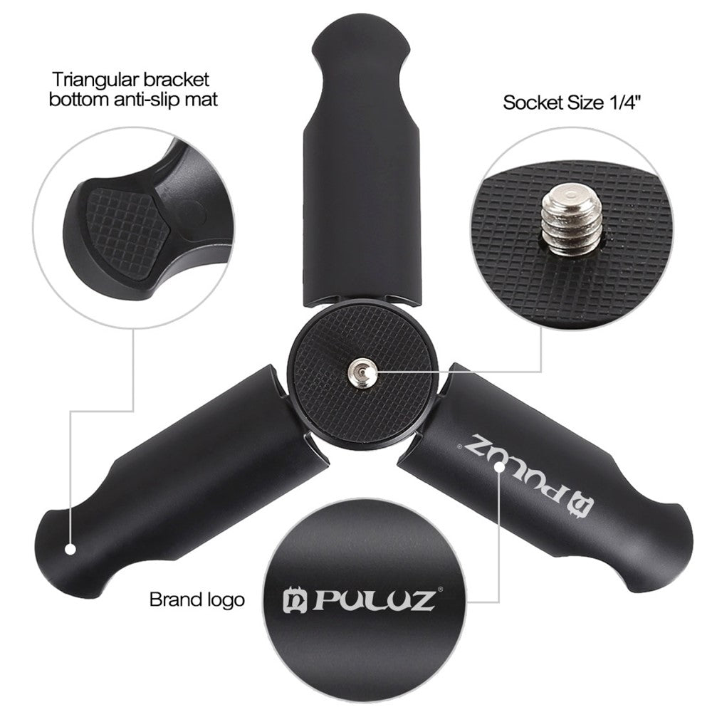PULUZ PU373 For DJI Osmo Action Series / Smartphone Folding Mini Tripod with Universal Phone Clamp