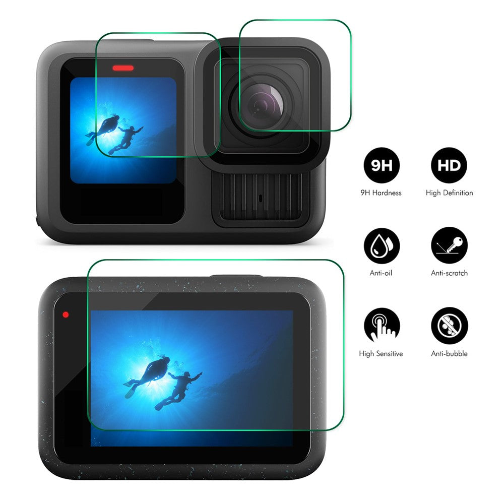 ENKAY HAT PRINCE For GoPro Hero 13   High Aluminium-silicon Glass Film 0.2mm 9H Camera Lens + Screen Protector Set