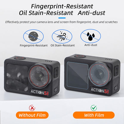 SUNNYLIFE OA5-BHM883 Tempered Glass Screen Protector Set for DJI Osmo Action 5 Pro Sports Camera Accessories (1 Main Screen + 1 Small Screen + 1 Lens)