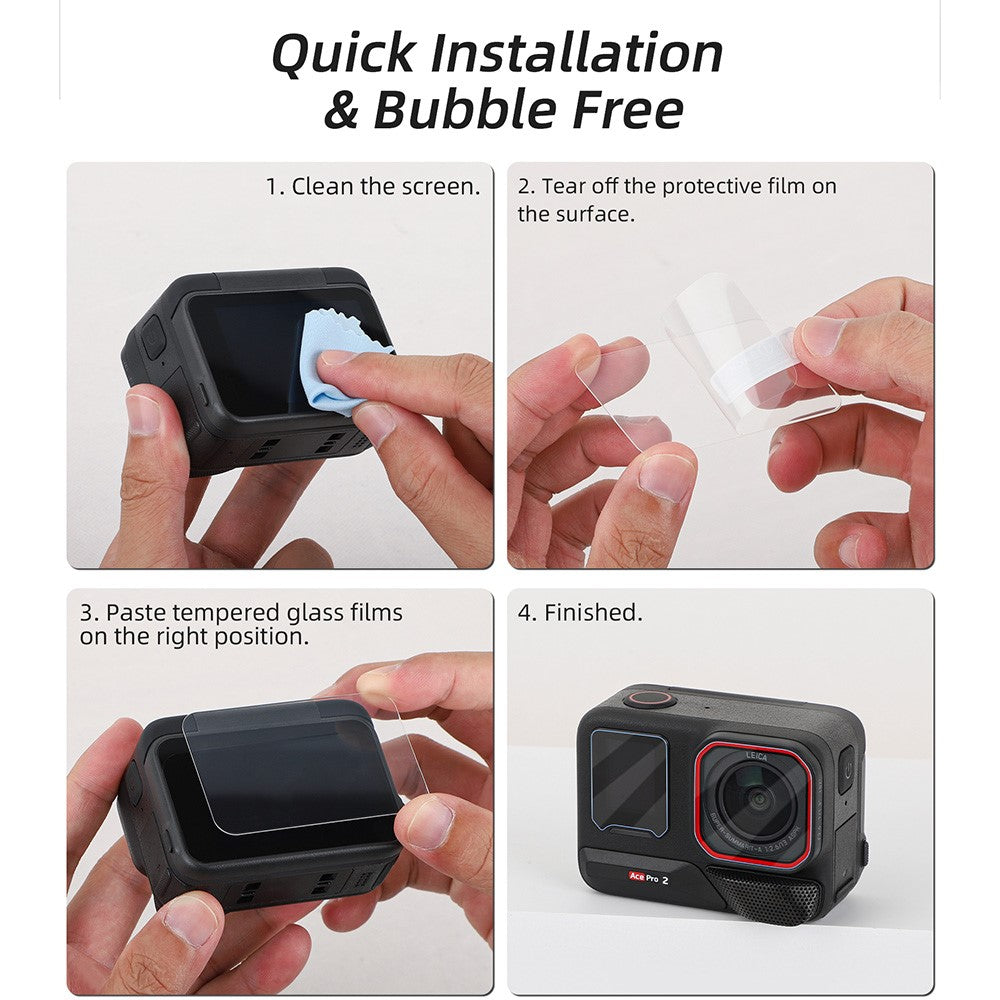 SUNNYLIFE EP2-BHM916 For Insta360 Ace Pro 2 Camera 1 Set Tempered Glass Camera Screen Lens Films