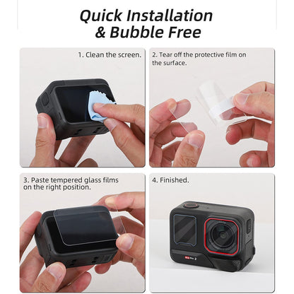 SUNNYLIFE EP2-BHM916 For Insta360 Ace Pro 2 Camera 1 Set Tempered Glass Camera Screen Lens Films