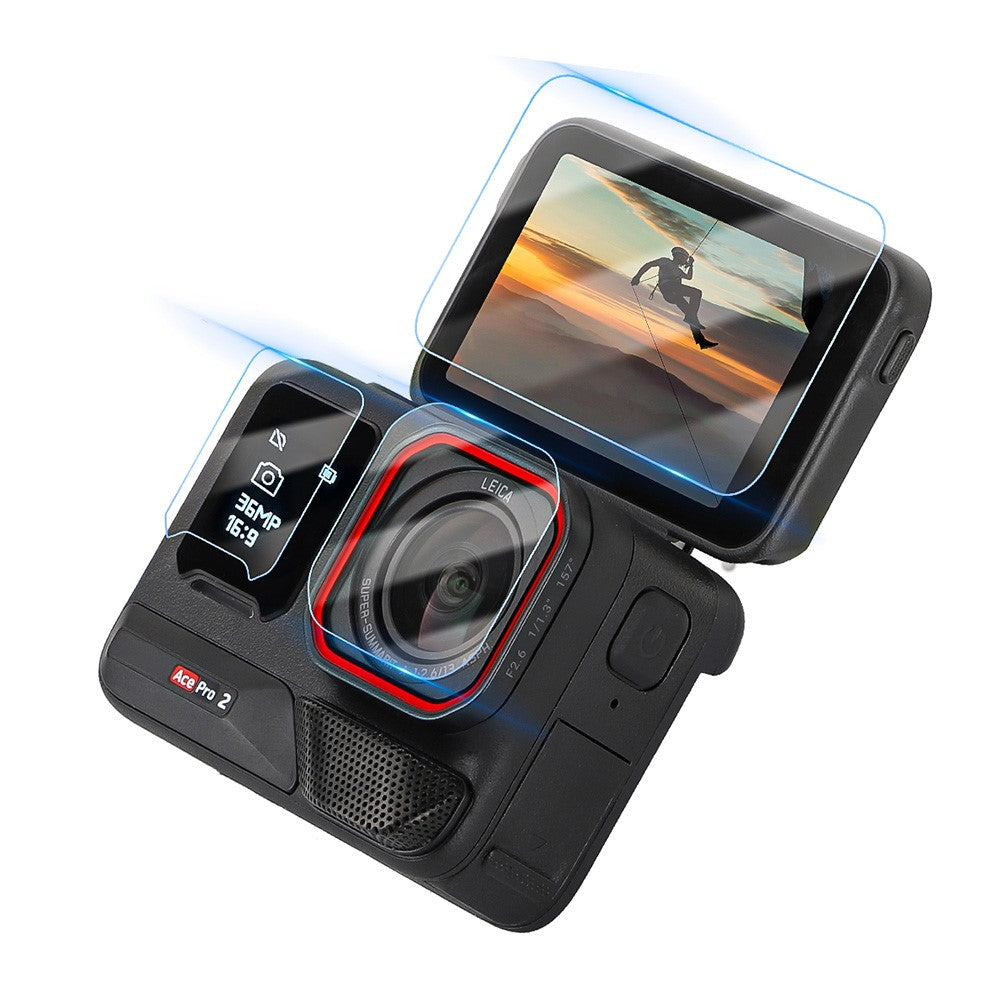 SUNNYLIFE EP2-BHM916 For Insta360 Ace Pro 2 Camera 1 Set Tempered Glass Camera Screen Lens Films