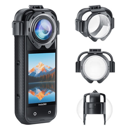 For Insta360 X5 Lens Protector Action Camera Snap-On Glass Cover 9H Hardness Anti Fog / Waterproof / Scratch Resistant