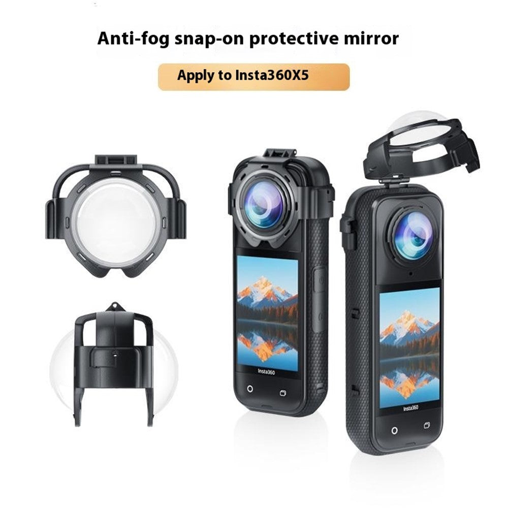 For Insta360 X5 Lens Protector Action Camera Snap-On Glass Cover 9H Hardness Anti Fog / Waterproof / Scratch Resistant