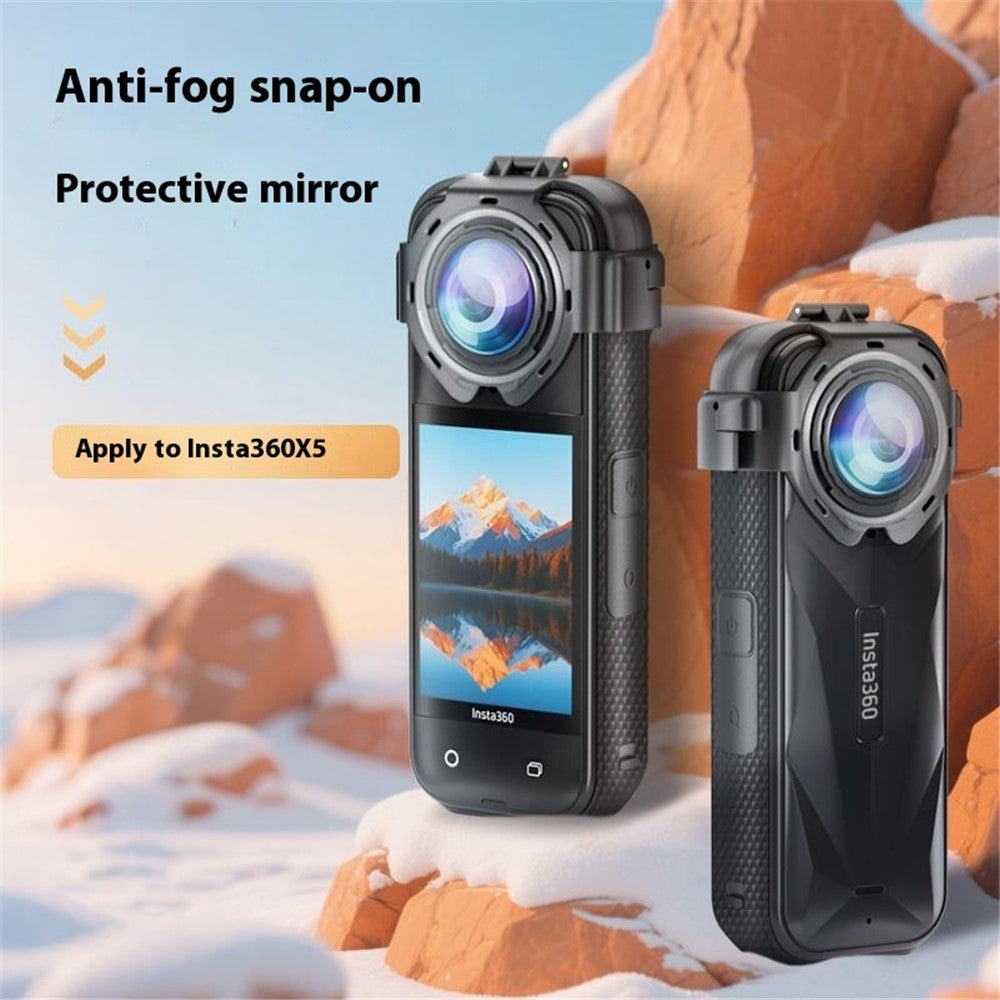 For Insta360 X5 Lens Protector Action Camera Snap-On Glass Cover 9H Hardness Anti Fog / Waterproof / Scratch Resistant